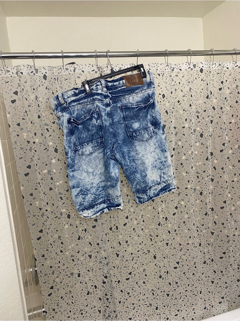 Men's Acid Wash Denim Shorts in Light Blue